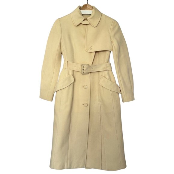 SOLD Auth Vintage Christian Dior Yellow Silk Belted Structured Coat Size XS - Picture 2 of 16